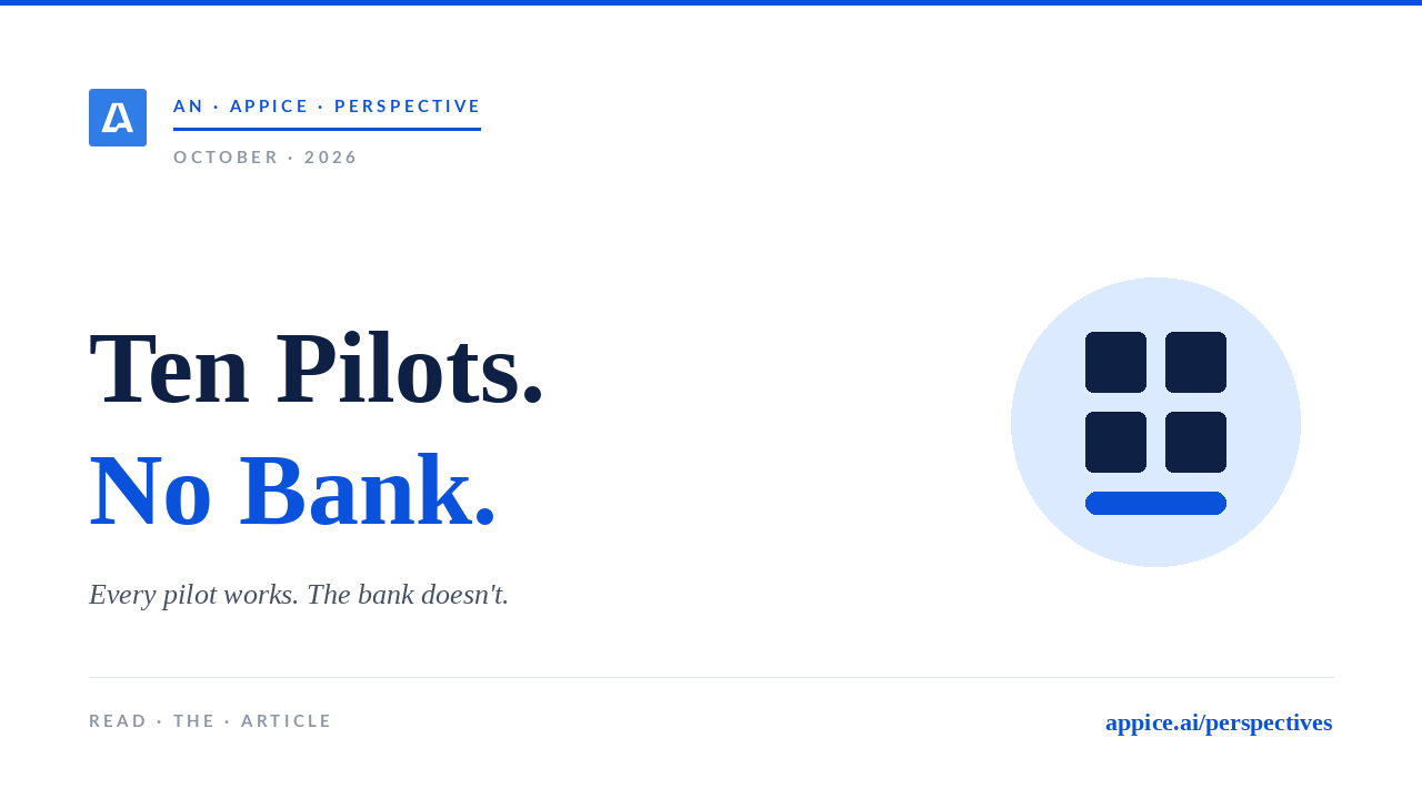 Appice Perspective: Ten Pilots, No Bank